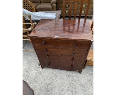 A MAHOGANY COMMODE DISGUISED AS A CHEST OF FOUR DRAWERS 