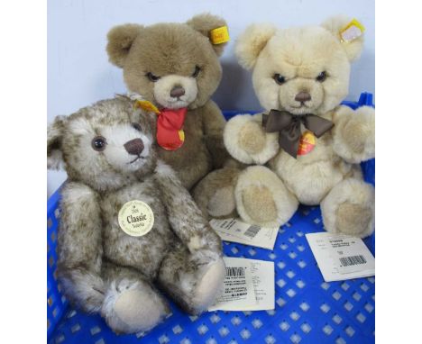 Three Modern Steiff Teddy Bears #012259 Petsy (Blond) approximately 22cm tall, #012419 Petsy (Brown) approximately 26cm tall,