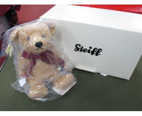 A boxed Steiff, I Belong To Mark Teddy Bear, No. 664403, 26cm, sealed bag.