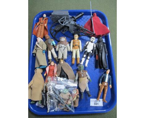 Sixteen Original Star Wars Trilogy Plastic Action Figures to include Yoda The Jedi Master with Snake, Cloak, Gimer Stick, Bel