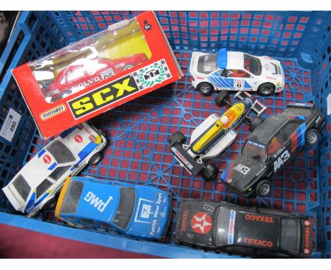 Seven 1:32nd Scale Slot Cars by Scalextric, Matchbox to include a boxed Matchbox SCX Volvo 850 Brock, Scalextric Ford Sierra 