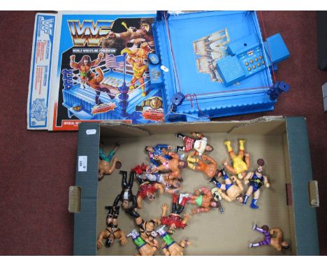 Seventeen WWF World Wrestling Federation plastic action figures to include Hulk Hogan, Hot Rod, Honky Tonk Man, plus official
