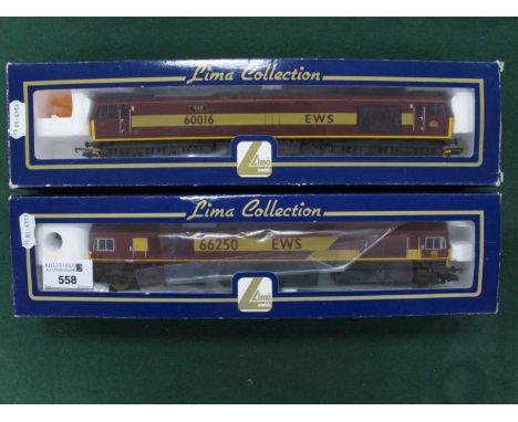 Two Lima "OO" Gauge/4mm Co-Co Diesel Locomotives in "E.W.S livery Ref No. L204906 Class 66 and Ref No. L204933 Class 60 "Rail