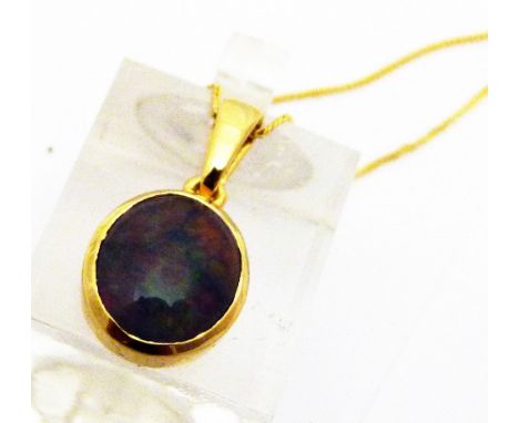 BLACK BOULDER OPAL PENDANT. Black Boulder Opal pendant with 14K gold vermeil chain, 2,75 cts