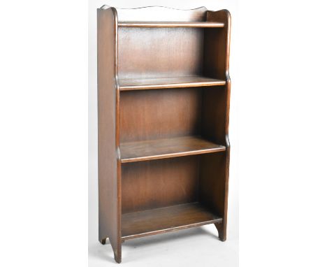 An Oak Galleried Waterfall Four Shelf Open Bookcase, 50.5cm Wide and 100cm High 