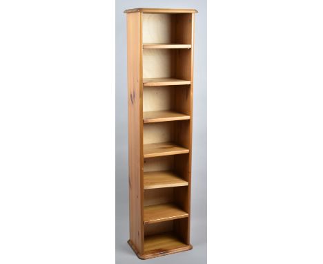 A Modern Pine Six Shelf Open Storage Rack, 27cm Wide 