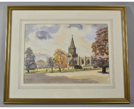 A Framed Watercolour Depicting Tong Church, Signed R Owen, 35x25cm 