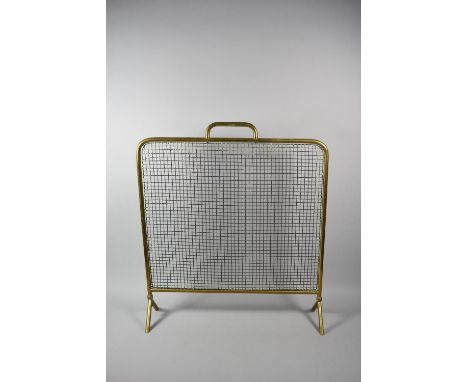 A Late 19th/Early 20th Century Brass Framed Firescreen, 59cm Wide 