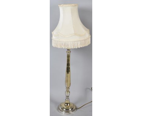 A Tall Silver Plated Table Lamp with Shade, Lamp 64cm high 