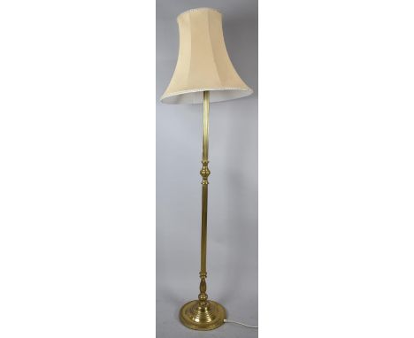 A Mid 20th Century Reeded Column Standard Lamp with Shade 