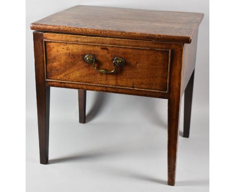 A Mid 19th Century Oak Box Commode with Hinged Top, Missing Liner, 48cm wide 