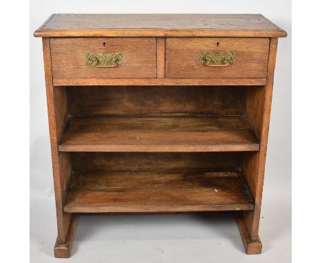 An Edwardian Two Shelf Open Bookcase with Two Top Drawers, 70cm wide 