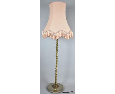 A Mid 20th Century Barley Twist Brass Standard Lamp with Shade 
