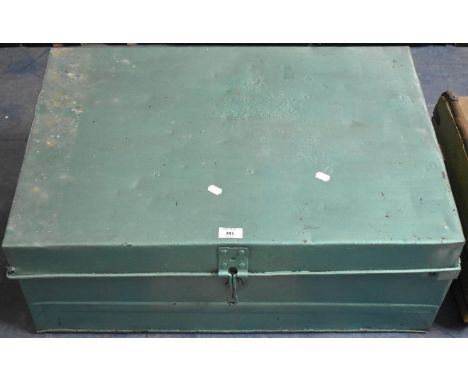 A Metal Travelling Trunk, 75cm wide 