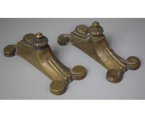 Two Victorian Brass Door Stops, One Requiring New Nut, 22cm long 