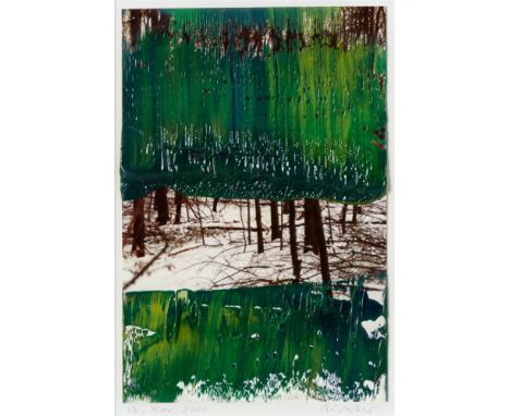   Gerhard Richter13. Nov. 2000  Öl auf Farbphotographie 15 x 10,1 cm. Auf Unterlagenkarton montiert. Unter Glas gerahmt. Auf 