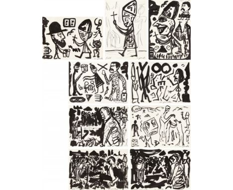   A.R. PenckPabst in Polen  9-teilige Arbeit: Jeweils Tusche und Bleistift auf Papier Je 29,5 x 42 cm bzw. 42 x 29,5 cm. Einz