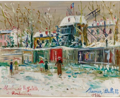   Maurice UtrilloMoulin de la Galette à Montmartre  Öl auf Leinwand 33 x 41 cm Gerahmt. Unten rechts blau signiert 'Maurice, 