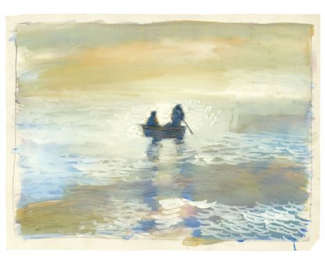   Paul ThekOhne Titel (Seascape with Rowboat)  Aquarell und Pastell auf Papier 46 x 61 cm. Unter Glas gerahmt. - Mit Ateliers