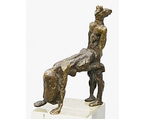 Unbekannter Künstler (20. Jh.) Liebesspiel. Braun patinierte Bronze. Künstlermonog., Ex. 4/50 und mit Gießerstempel. H. 9 cm.