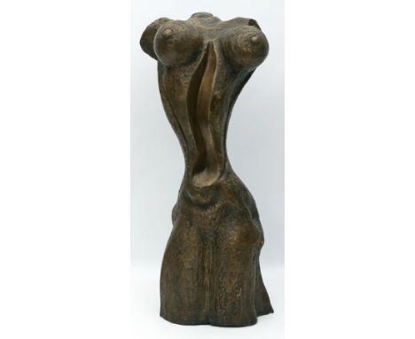 Unbekannter Bildhauer (20. Jh.) Abstrakter Frauentorso. Bronze, braun patiniert. H. 51,5 cm.