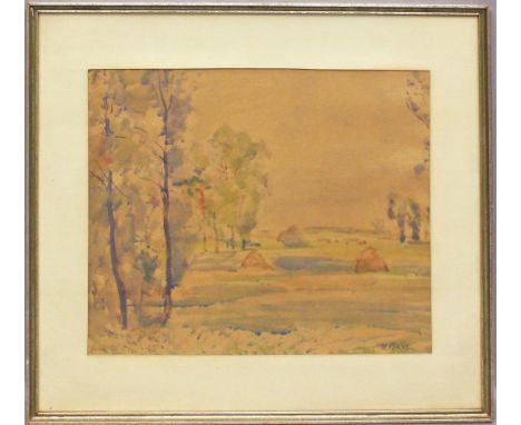 Barz, Mathias (1895 Düsseldorf - Margraten, Niederlande 1982) Landschaft. Aquarell (Altersspuren), re. u. sign. Sichtmaß ca. 