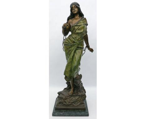 Villanis, Emmanuel (1858 Lille - Paris 1914), nach Große Darstellung eines stehenden Mädchens in Ketten "PRISE DECORSAIRE", s