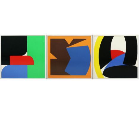 Pfahler, Georg Karl (1926 Emetzheim 2002) Drei konkrete Kompositionen. Siebdruck/leichtem Karton, je u. mit Bleistift sign. u