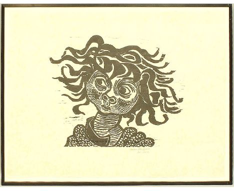 Pankok, Otto (1893 Mühlheim an der Ruhr - Wesel 1966) Kopf der Ehra. Holzschnitt, re. u. mit Bleistift bez. "Nachlass Otto Pa