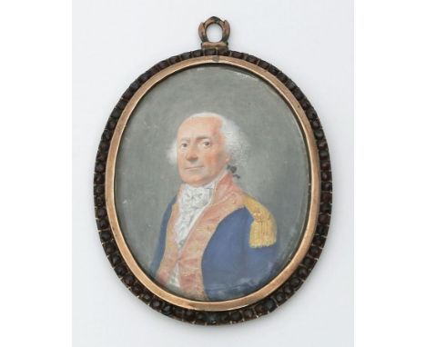 Miniaturist (deutsch, um 1800) Portrait eines Herren im blauen Uniformrock mit Epauletten - wohl Friedrich August Herzog von 