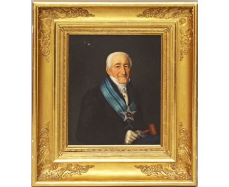 Portraitist (deutsch, um 1820) Portrait des Johann Wilhelm Oelsner als Freimaurer (Meister vom Stuhl), er war zudem Kommerzie