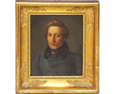 Portraitist (deutsch, um 1820) Portrait eines Mannes mit Schnurrbart - vemutlich Georg Friedrich Kersting. Öl/Lwd. (rest.). 2