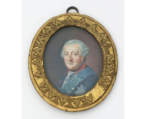 Ziesenis-Lampe, Elisabeth (1744-1796) Portrait von Herzog Carl von Braunschweig. Öl/Pergament, verso bez. Ca. 5x 4,3 cm. Prov