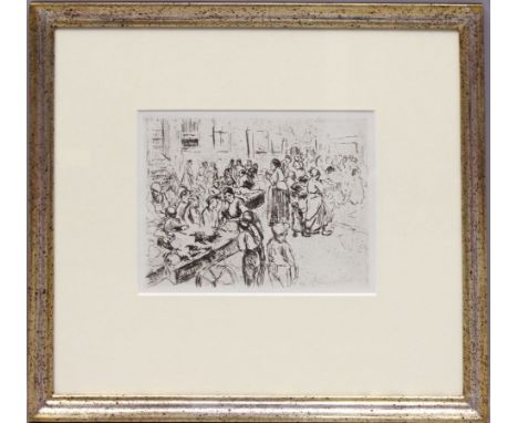 Liebermann, Max (1847 Berlin 1935) "Aus dem Judenviertel in Amsterdam: Karrenhandel". Radierung, 15x 20 cm. PP., R. Wvz.: Sch