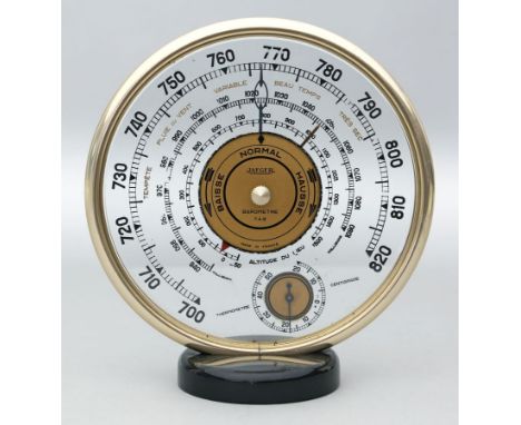 Art Deco-Barometer, Jaeger (eigentlich Jaeger-LeCoultre). Verglaste Skala mit schwarzen Einheiten (min. berieben). Metallfass