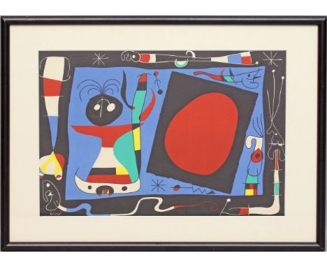 Miró, Joan (1893 Barcelona - Mallorca 1983) "Femme au Mirroir" (1956). Farblithographie, li. u. im Druck sign. Aus einer Aufl