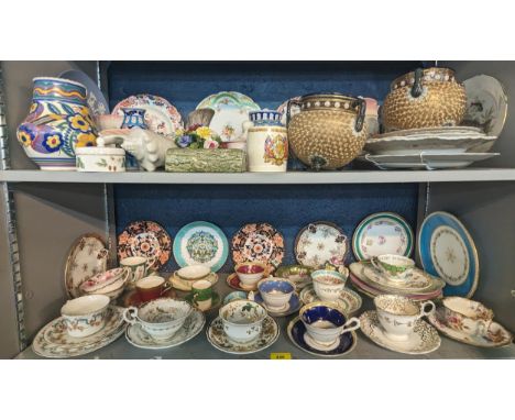 A mixed quantity of ceramics to include a collection of Victorian and later teacups and saucers to include Copeland, Spode, D