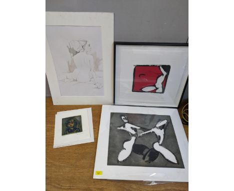 Pictures to include Lindsay Thwaites, portrait Kate parsons, pencil portrait and two K Blandy portrait limited edition prints