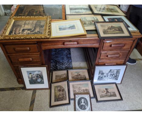 A quantity of framed and glazed 19th century and later prints to include various hunting prints, and a Victorian oleograph pr