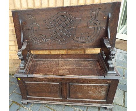 A mahogany monks bench, 69cm x 107cm x 47cm