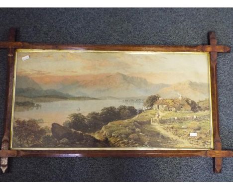 A 19th century colour print after Edwin A Penley in original glazed oak frame, image size 36cm x 73cm