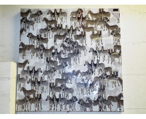 A contemporary wall canvas print depicting zebra, 70cm x 70cm 