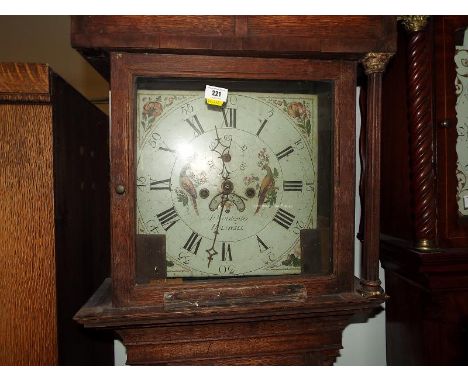 A late 18th century oak and mahogany 8-day bell striking longcase clock, 13 inch square painted Wilson dial signed for Winsta