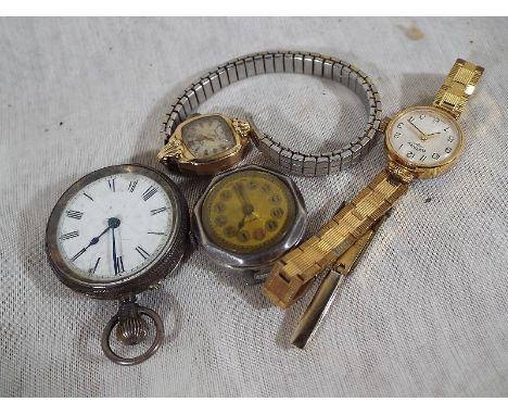 A good mixed lot to include a lady's gold plated Rotary 17 jewel wristwatch, an Accurist 9 carat gold wristwatch, four spare 
