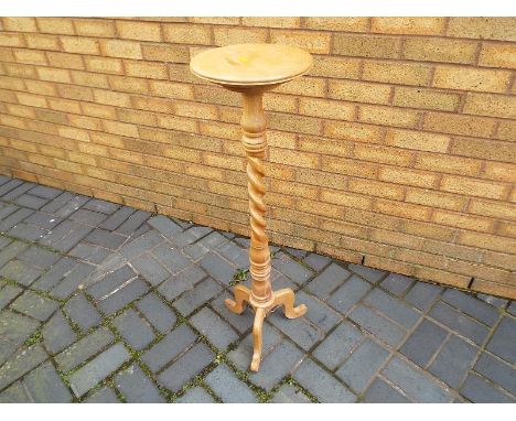 A light wood planter / torchere on tripod support 102 cm (h)