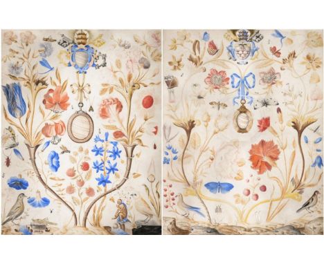 Italian School (circa 1700)  A pair of framed Papal armorial watercolours; the first bearing the arms of Pope Innocent XI , t