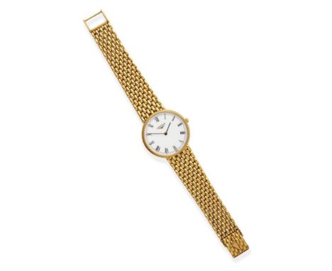 An 18ct Gold Wristwatch, signed Longines, model: Prestige, ref: L7 872 6, circa 2000, quartz movement, white dial with Roman 