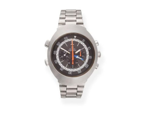 A Stainless Steel Chronograph Wristwatch, signed Omega, model: Flightmaster, ref: 145.036, 1972 (calibre 911) lever movement 