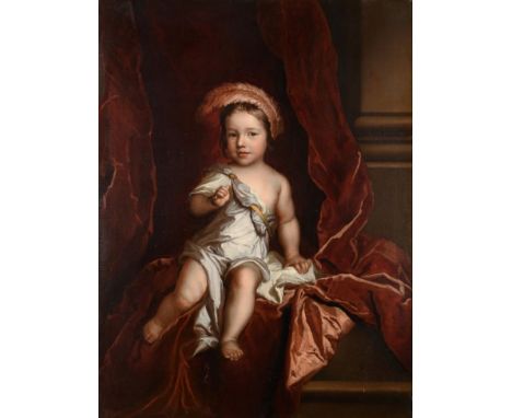 Circle of Sir Peter Lely (1618-1680) Portrait of a child with a feather in his hair Oil on canvas, 103cm by 77cm  see illustr