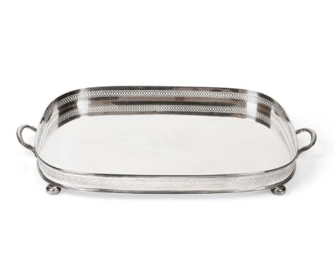 A Large George V Silver Twin Handled Gallery Tray, Harrison Brothers &amp; Howson (George Howson), Sheffield 1912, rounded re